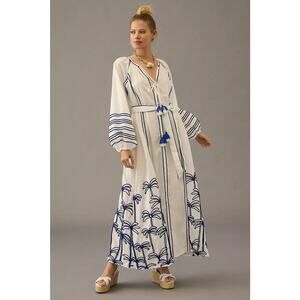 NWD Anthropologie LACE The Label Embroidered Peasant Maxi Dress XS No Belt MC432